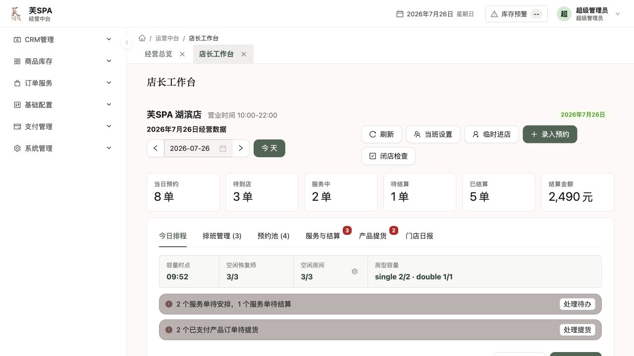 店长工作台总览